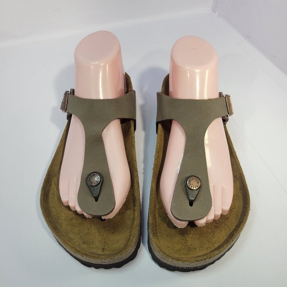 Birkenstock Gizeh Size 39 L8 M6 R Brown Biko Flor Slide Thong Sandals - Picture 2 of 11